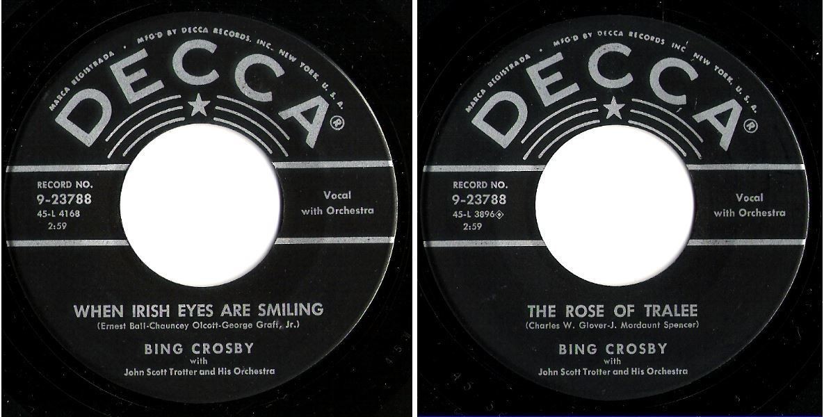 Crosby, Bing / When Irish Eyes Are Smiling (1950) / Decca 9-23788 (Single, 7" Vinyl)