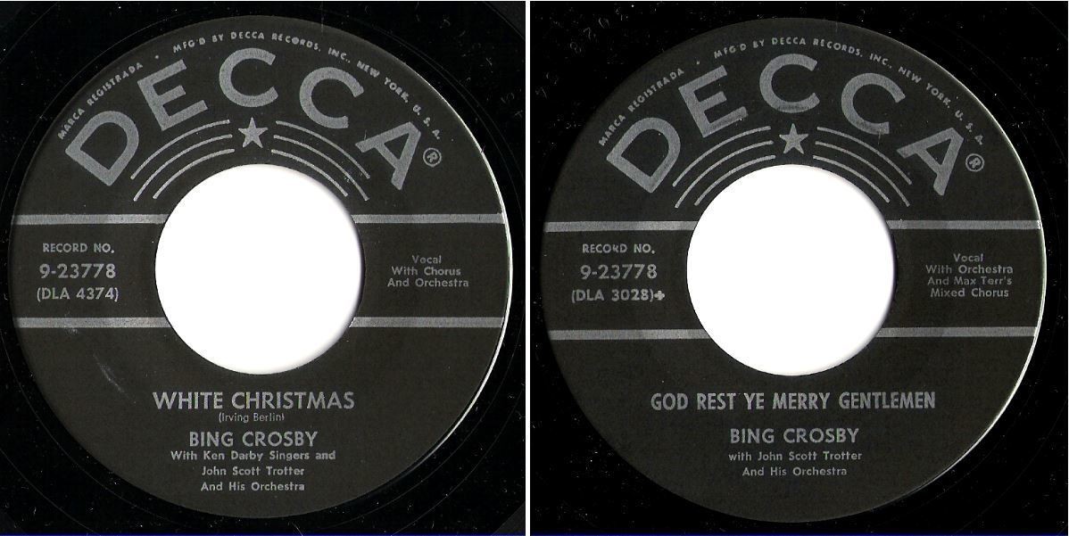 Crosby, Bing / White Christmas (1950) / Decca 9-23778 (Single, 7 Inch, Vinyl)