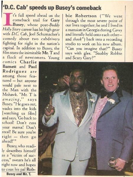 Busey, Gary / D.C. Cab Speeds Up Busey's Comeback / with Mr. T. / 1983