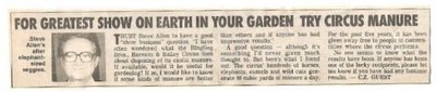 Allen, Steve / For Greatest Show On Earth in Your Garden Try Circus Manure / 1990