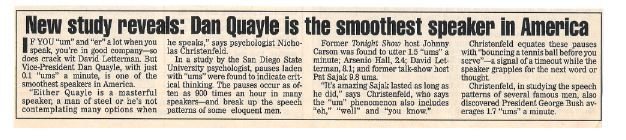 Quayle, Dan / Smoothest Speaker in America / 1992