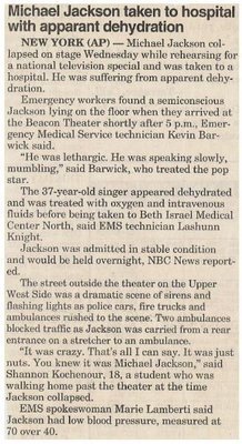 Jackson, Michael / Taken to Hospital with Apparent Dehydration / 1995