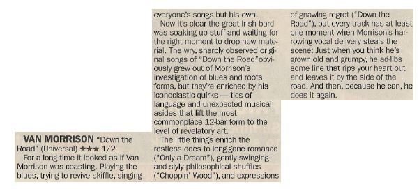 Morrison, Van / Down the Road - Great Irish Bard / 2002