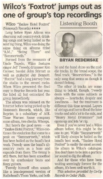 Wilco / Wilco's 'Foxtrot' Jumps Out As One of the Groups Top Recordings / 2002