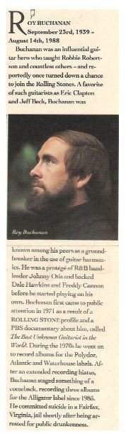 Buchanan, Roy / Obituary - Rolling Stone / 1988