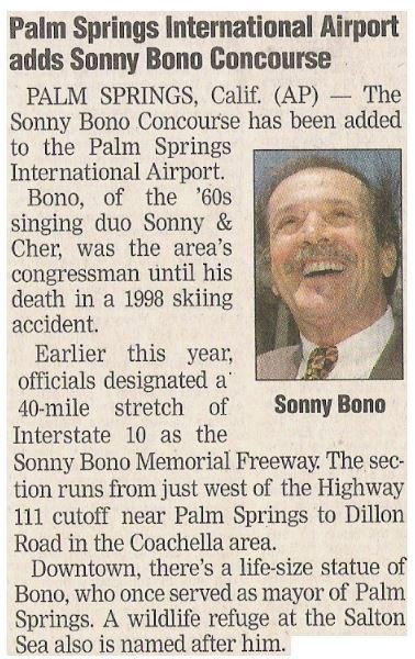 Bono, Sonny / Palm Springs International Airport Adds Sonny Bono Concourse / 2002