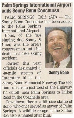 Bono, Sonny / Palm Springs International Airport Adds Sonny Bono Concourse / 2002