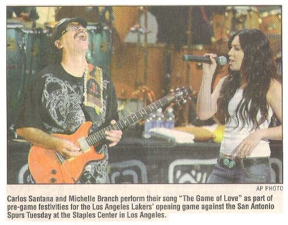 Santana, Carlos / Pre-Game Festivities - Lakers vs. Spurs / with Michelle Branch / 2002