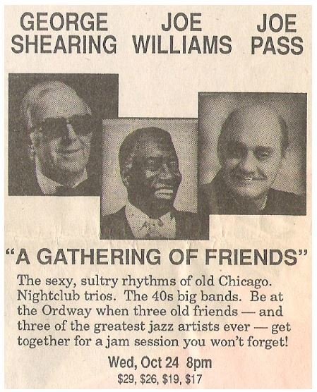 Shearing, George / The Ordway - St. Paul, MN / with Joe Williams and Joe Pass / 1990