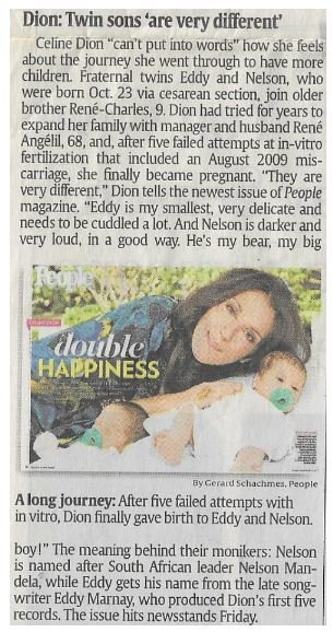 Dion, Celine / Dion: Twin Sons Are Very Different / 2010