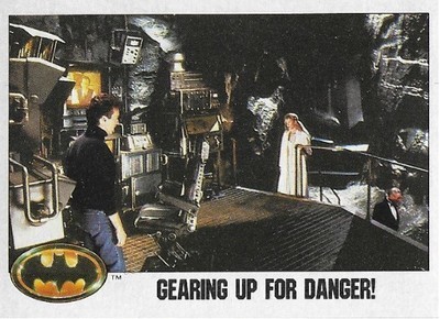 Batman / Gearing Up For Danger! | Topps #96 | 1989 | Michael Keaton + Kim Basinger