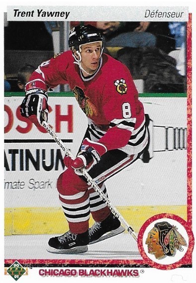 Yawney, Trent / 1990-91 Chicago Blackhawks / Upper Deck #82 - French