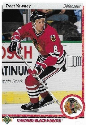 Yawney, Trent / 1990-91 Chicago Blackhawks / Upper Deck #82 - French