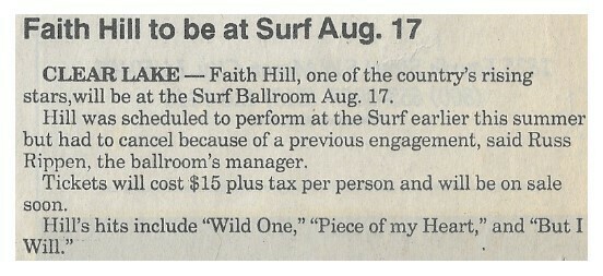 Hill, Faith / To Be at The Surf Aug. 17 / 1995