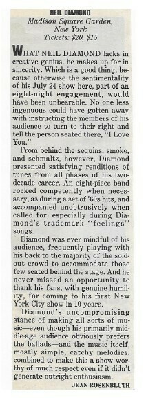 Diamond, Neil / Madison Square Garden / 1986