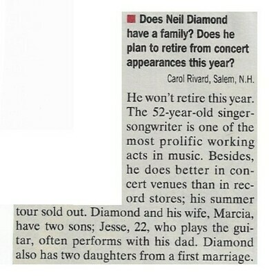 Diamond, Neil / Does Neil Diamond Have a Family? / 1994