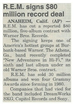 R.E.M. / R.E.M. Signs $80 Million Record Deal / 1996