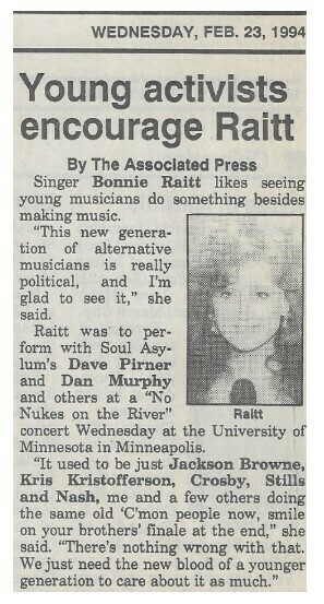 Raitt, Bonnie / Young Activists Encourage Raitt / 1994