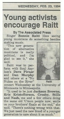 Raitt, Bonnie / Young Activists Encourage Raitt / 1994