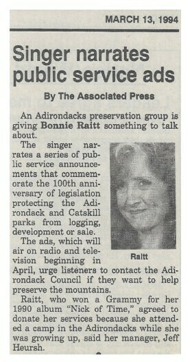 Raitt, Bonnie / Singer Narrates Public Service Ads / 1994