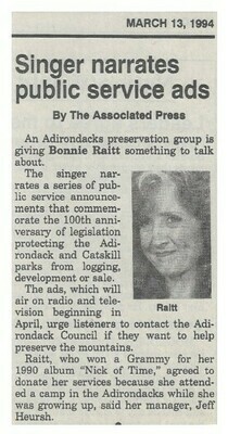 Raitt, Bonnie / Singer Narrates Public Service Ads / 1994