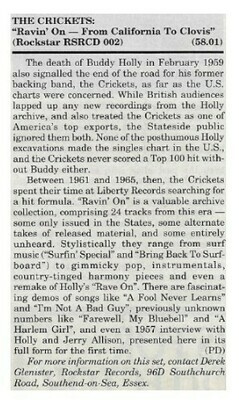 Crickets, The / Ravin' On - From California to Clovis / 1992