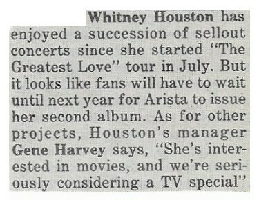 Houston, Whitney / Has Enjoyed a Succession of Sellout Concerts... / 1986