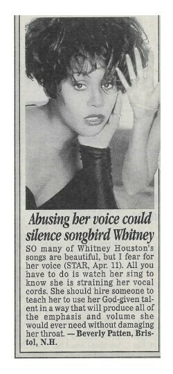 Houston, Whitney / Abusing Her Voice Could Silence Songbird / 1995
