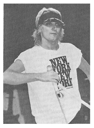 Stewart, Rod / On Stage-Wearing Visor-New York New York Shirt / 1979