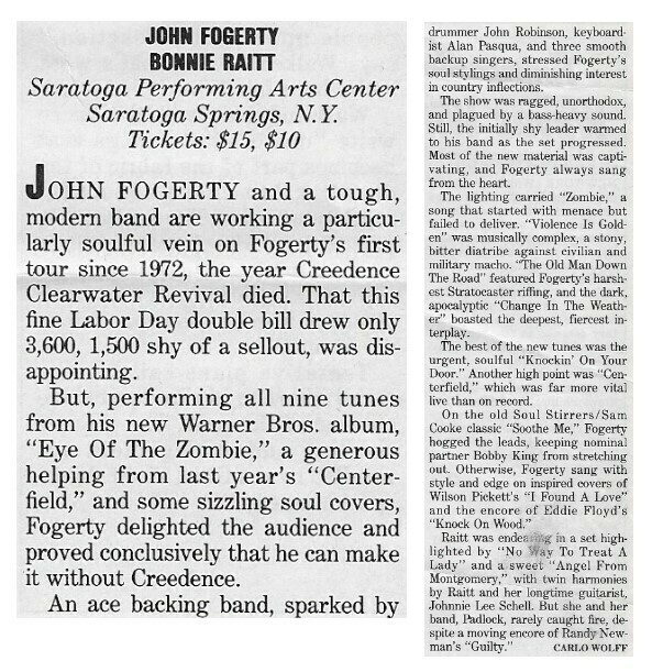 Fogerty, John / Saratoga Springs, NY (Performing Arts Center) / 1986