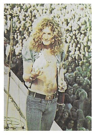 Led Zeppelin / Robert Plant On Stage, Shirt Open, Holding Bird