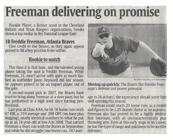 Freeman, Freddie / Freeman Delivering On Promise / 2011 - Atlanta Braves