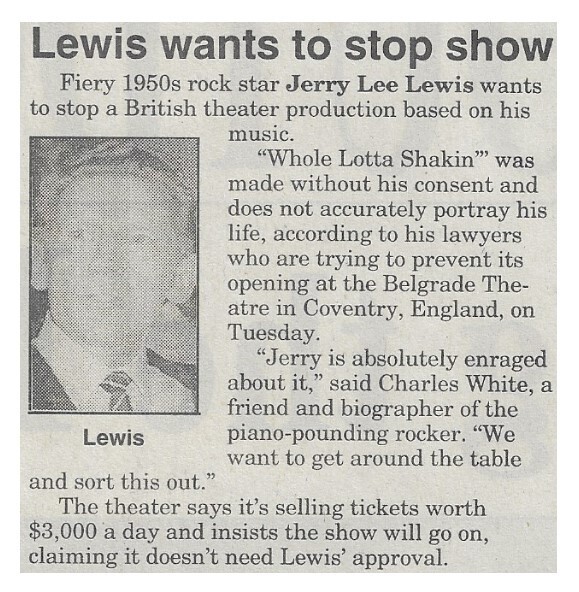 Lewis, Jerry Lee / Lewis Wants to Stop Show / 1996