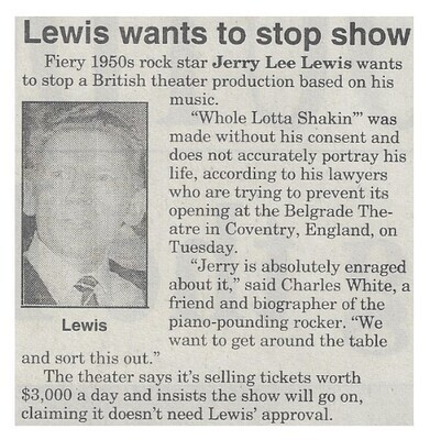 Lewis, Jerry Lee / Lewis Wants to Stop Show / 1996
