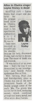 Alice In Chains / Alice in Chains Singer Layne Staley is Dead / 2002