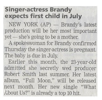Brandy / Singer-Actress Brandy Expects First Child in July / 2002