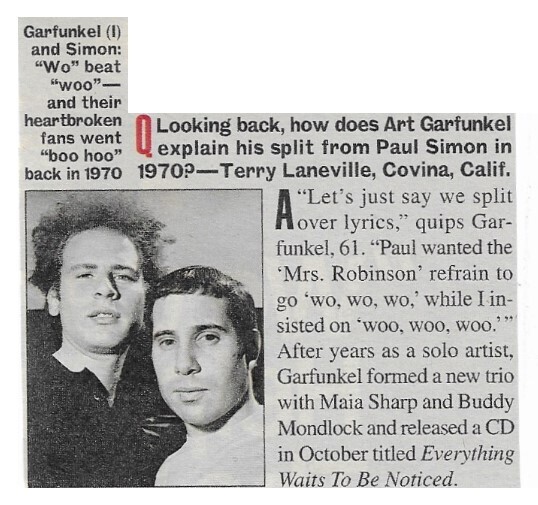 Simon + Garfunkel / Explain the Split / 2003