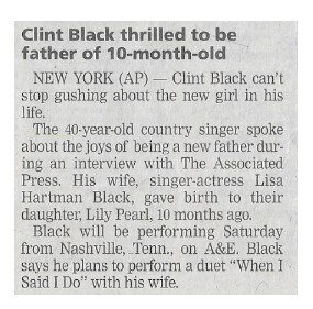 Black, Clint / Thrilled to be Father of 10-Month-Old / 2002