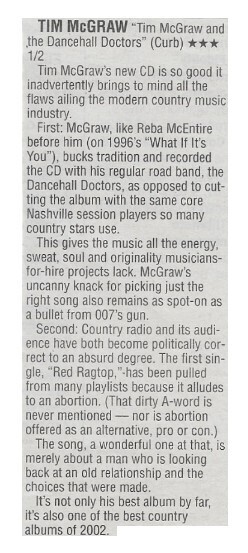 McGraw, Tim / Tim McGraw and The Dancehall Doctors / 2002