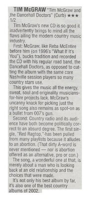McGraw, Tim / Tim McGraw and The Dancehall Doctors / 2002