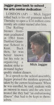 Jagger, Mick / Jagger Goes Back to School for Arts Center Dedication / 2000