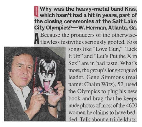 Kiss / Salt Lake City Olympics / 2002