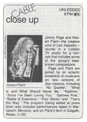 Plant, Robert / Unledded (Cable Close Up) / with Jimmy Page / 1994