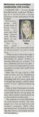 McCartney, Paul / McCartney Acknowledges Relationship with Woman / 2000