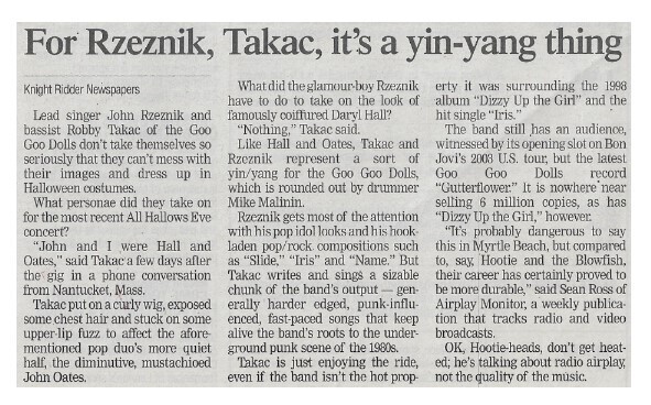Goo Goo Dolls / For Rzeznik, Takac, It's a Yin-Yang Thing / 2002