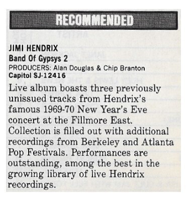 Hendrix, Jimi / Band of Gypsys 2 (Recommended) / 1986