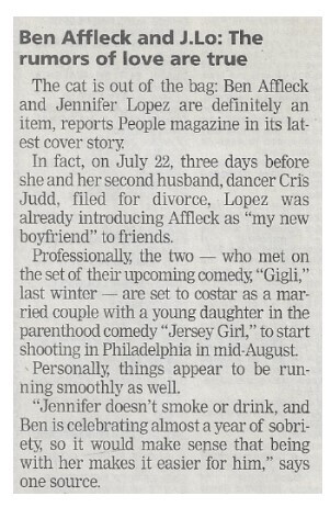 Lopez, Jennifer / Ben Affleck and J. Lo: The Rumors of Love Are True / 2002