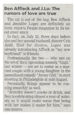 Lopez, Jennifer / Ben Affleck and J. Lo: The Rumors of Love Are True / 2002