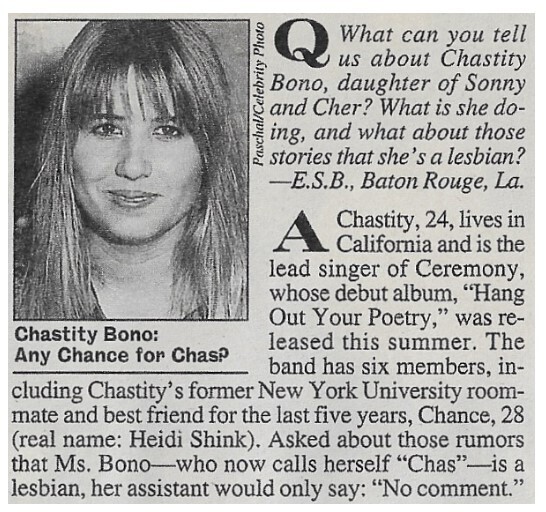 Bono, Chastity / Any Chance for Chas? / 1993