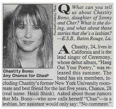 Bono, Chastity / Any Chance for Chas? / 1993